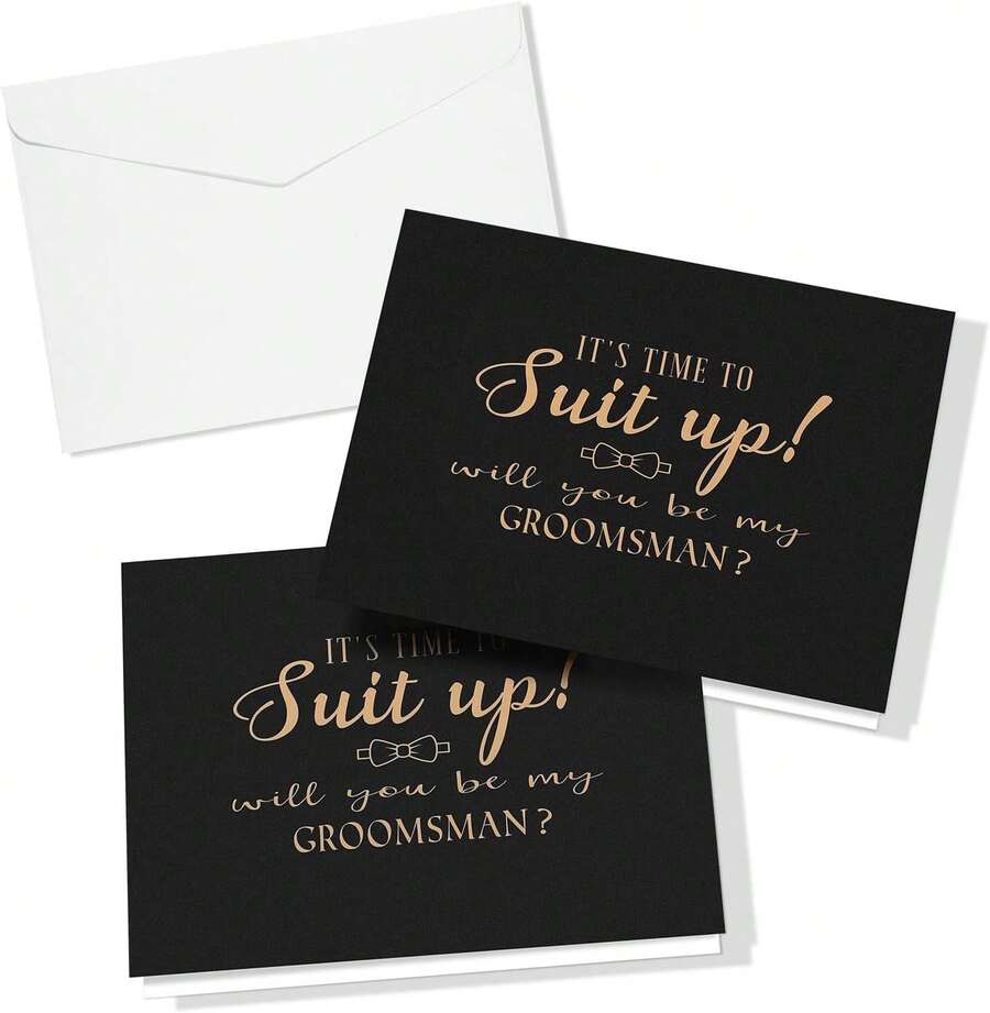 Spakon 10 Pcs Groomsman Proposal Cards 8 Will You Be My Groomsman And 2 Best Man Cards With Envelopes 5 X 4 Inch Suit Up Funny Groomsmen Proposal - White - View 1