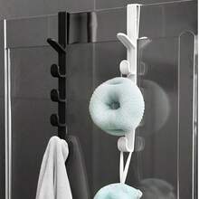 3pcs/Pack Over-The-Door Clothes & Hat Hooks - Black Multi-Functional Towel Rack | Space-Saving Vertical Hook Rack | No-Drill Over-The-Door Towel Rack (Suitable For Bathroom And Bedroom) (3/1pcs Optional) - View 3