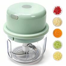 電動迷你食物切碎機-小型便攜式廚房電器,無線電動大蒜切碎機與迷你食物處理機,便攜式迷你食物處理機,可充電蔬菜攪拌機(輕量化設計,適用於堅果、辣椒、洋蔥)塑膠材質,蔬菜切碎攪拌機 - 彩色 - 查看 19