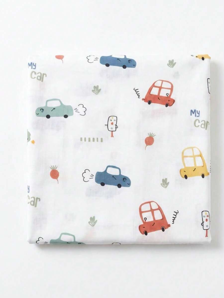 1pc Cute Cartoon Print Soft Breathable Comfortable 100% Cotton Baby Bed Sheet - Car - View 1