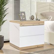 Nightstand With Drawers – White And Oak - 白色和橡木 - 查看 2