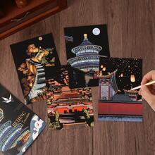 8Pcs Sparkling Metropolis Scratch Art Papers, Scratch Off And Make Your Own Unique Night City View - Black Magic Paper DIY Craft, Stress Relief, Perfect Gift For Birthdays, Thanksgiving & Christmas, Random Style - 8-piece Scratch Paper Art Kit - View 5
