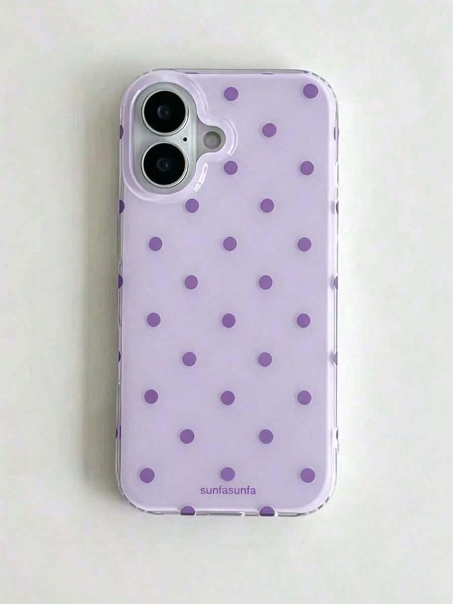 時尚手機殼,極簡可愛設計,紫色波點圖案,適用於 iPhone 11 至 17 系列,包含 Pro Max 版本 - 紫色 - 查看 1