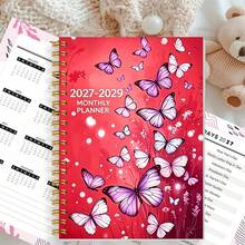 DANPERJI 1pc A5 Multi-Style 2027-2029 3-Year Monthly Spiral Bound Planner, Warm Yellow Background With Purple Lavender Butterfly Print Calendar Notebook, Suitable For Long-Term Monthly Planning And Goal Tracking - Multicolor - View 11