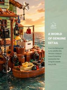 18+ Adult Exclusive Luxury Beach Hotel/Pier Adult Building Blocks, Puzzle Theme Modular Architecture Miniature Toy, Stress Relief Relaxation Game, Suitable For Birthday Scene Decoration And Atmosphere Arrangement - Multicolor - View 3