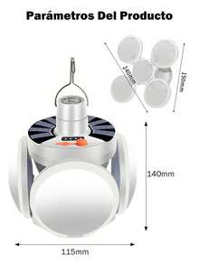 Bombilla de luz solar LED, lámpara de camping recargable por USB, foco portátil para exteriores, lámpara colgante multifunción con linterna - Blanco Frío - Ver 11