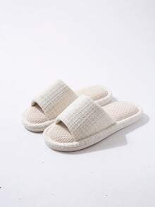 Women's Woven Linen Slide House Slippers, Breathable Flat Non‑Slip Indoor Home Slippers For All Seasons(A Size Too Small) - White - View 5