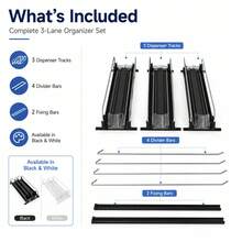 Dispenser de Latas de Bebidas para Geladeira, Organizador Automático de Bebidas com Rolagem para Geladeira, Suporte de Armazenamento de Latas de Refrigerante com Divisórias Ajustáveis, Suporte de Organização de Cozinha para Cerveja, Cola, Bebidas e Garrafas - Multicolorido - Visão 2