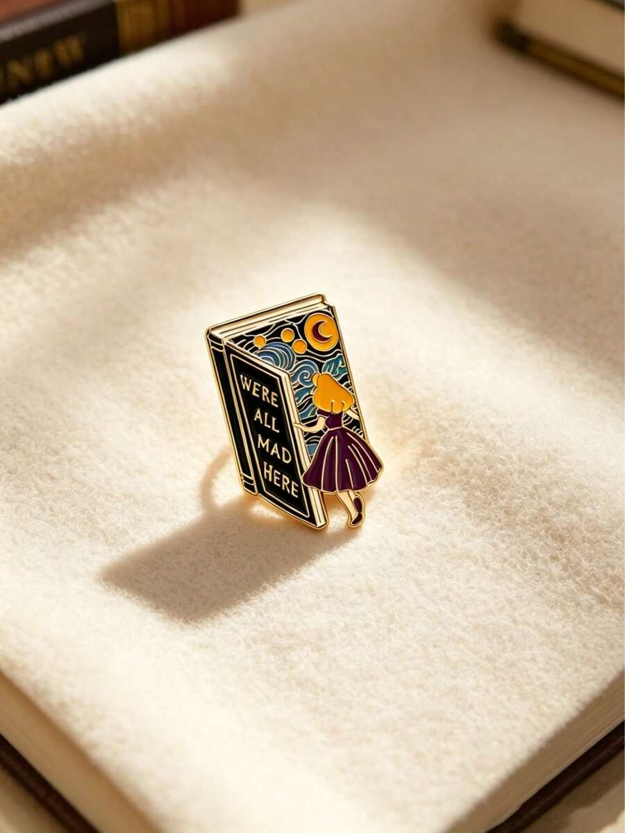 1/3pcs Women's Brooch, Creative Book-Shaped Metal Brooch Set, Bookworm Series Enamel Brooch 3 Pieces Set, Personalized Ins Style Book Decoration, Fun Text Coffee Cup Badge, Teacher Accessory, Best Friend Gift, Student Versatile Pin, Personalized Backpack Accessory - Multicolor - View 1