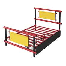 Kids Bed Frame 90x200 With Drawers - Colorful Metal Frame - 紅色 - 查看 8