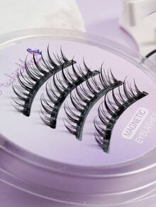 Magnetic Segmented False Eyelashes, Glue-Free, With Storage Tray, Natural Fish Tail Style, Eye-Enlarging - View 7