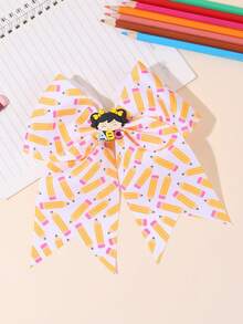 1pc Back To School Pencil Hair Bows,Yellow Apple Letter Scissors Bow Hair Clips,Litter Kids Alligator Clip,Cute Hair Accessories For Kids Gift Daily - Multicolor - View 2