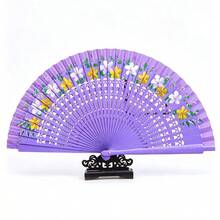 Random Pattern Fan, Spanish Classical Double Sided Painted Wooden , Fans Hand Fan, Vintage Handmade Bamboo Tassel Folding, Double Sided Painted Wooden Dance Hollowed Out Home Decoration Crafts, Elegant Gift For Women, Wedding, Cheongsam Performance - Multiple Styles - View 5
