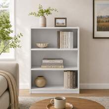 3 Tier Bookcase With Adjustable Shelves, White Bookshelf Storage Organizer For Living Room, Bedroom, Home Office, Small Spaces & Display Storage - 白色 - 查看 4