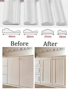 White Flexible Peel And Stick Wall Decor - Self-Adhesive Waterproof PVC Molded, Suitable For Doors, Tiles, Cabinets, Mirrors And DIY Home Decor Projects, Cabinet Details | Decorative Edging | Self-Adhesive Strips - A - View 3