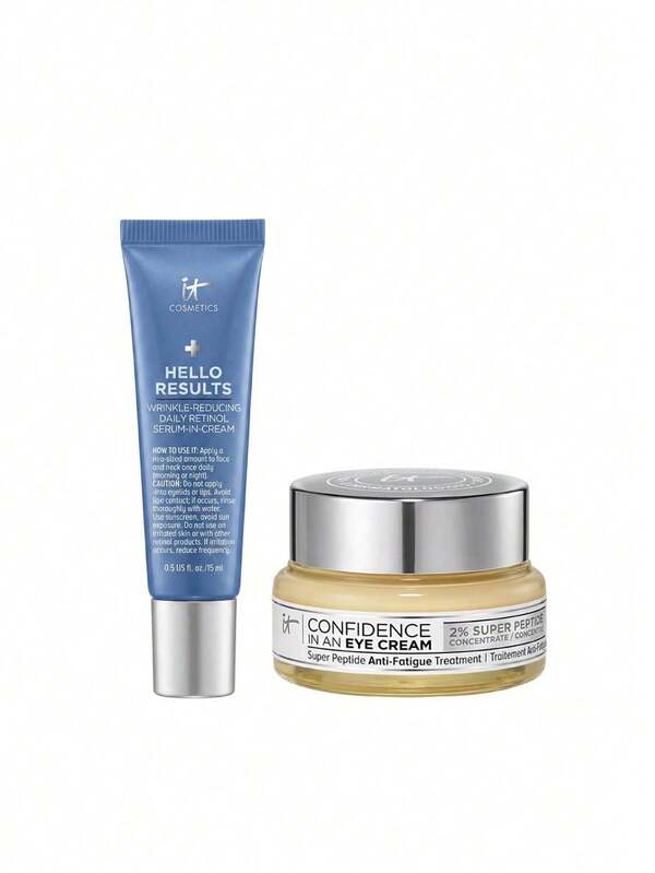 IT Cosmetics [Bundle] Hello Results Wrinkle-Reducing Daily Retinol Serum-In-Cream 15 Ml + Confidence In An Eye Cream 15 Ml