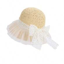 1PC/1set Women's Crochet Straw Lace Trim Bucket Hat - Lace Ruffle Decoration With Bowknot Embellishment, Wide Brim Foldable Lightweight Breathable, Summer Beach Vacation Hat, New Vintage Playful Fairy Style - Multicolor - View 12