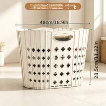 Keranjang/Tempat Penyimpanan Pakaian Lipat Kapasitas Besar (64,5cm/25,39in) - Kotak Penyimpanan Pakaian Plastik Tugas Berat Ukuran Besar dengan Pegangan, Desain Hemat Ruang Modern Cocok untuk Penggunaan di Rumah, Tahan Lama dan Mudah Diatur (Dapat Dilipat untuk Penyimpanan Mudah), Keranjang Cucian, Tempat Penyimpanan, Perlengkapan Rumah Tangga - View 9