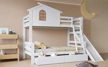Bed Frame With Windows And Ladder – Kids And Adults Bed - White - View 11