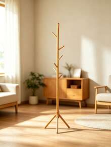 Perchero de piso de madera práctico para uso doméstico - color madera - Ver 12
