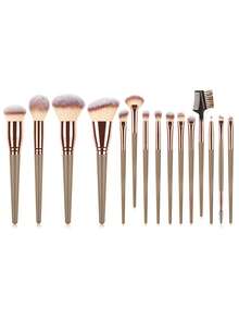 ronshadow 15pcs Multi-Function Makeup Brush Set, Soft Nylon Bristles, Base, Contour, Eye, Brow Brushes, Even Powder Pickup, Smooth Application, Suitable For Daily Use, Travel Makeup, Gift - Multicolor - View 16