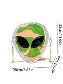Holographic Alien Design Novelty Bag With Alien Charm, Mini Novelty Bag, PVC Material, Alien Design, Zipper Chain, Transparent Bag, Suitable For Work, Travel, Women's Color-Changing Laser Bag, Back To School Gift, Teacher Gift - Multicolor - View 11