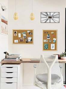 Thickened Soft Cork Board Oak Color Hanging Bulletin Board, Hemp Rope Multi-Functional Memo Photo Display Board, Suitable For Office, Home, Dorm, Durable And Non-Deforming, Back To School Season - Multiple Styles - View 5