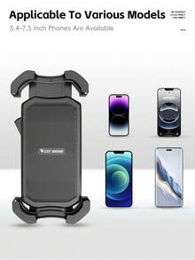 WEST BIKING Dudukan Ponsel Sepeda Stabil Anti Guncangan dengan Sudut yang Dapat Diatur 360° Cocok untuk Sepeda Listrik dan Sepeda Motor, Muat Ponsel 5,4-7,5 Inci - MultiWarna - View 6