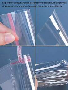100pcs Clear OPP Self-Adhesive Bags, Double-Layer 5 Mil Transparent Dustproof Plastic Packaging Bags, Multiple Sizes, Resealable Storage Bags For Jewelry, Small Accessories, Keychains, Pendants, Cards, Baking & Gift Packaging - Multicolor - View 10