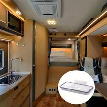重型便攜式垃圾桶附蓋，專為露營車廚房設計，白色蓋子配黑色框架，緊湊方形設計，手動操作無需電池或電源，適用於露營車、露營車、船隻與浴室的垃圾桶 - 彩色 - 查看 3