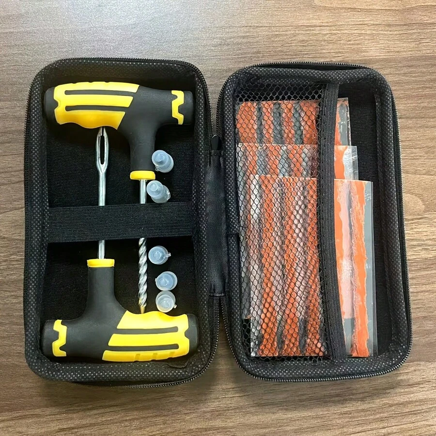 23pcs Car Tire Repair Kit, Emergency Tire Patch Tool Set, Suitable For Car/Motorcycle/Electric Vehicle Vacuum Tire Repair, Puncture Emergency Tire Strip Glue Repair Tool