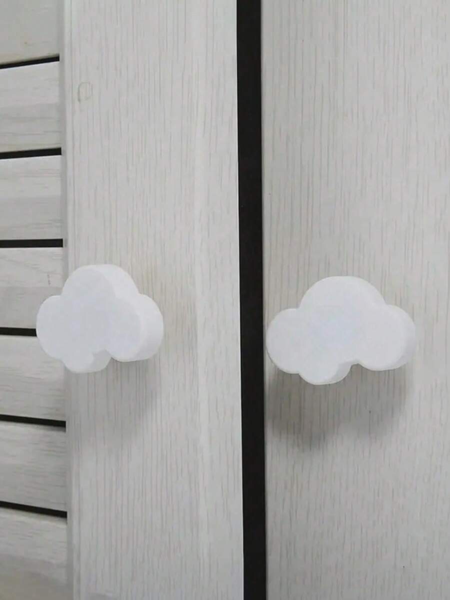 2pcs Cute Cloud Shaped Cabinet Drawer Pulls, Solid Resin Single Hole Furniture Knobs, Decorative Nursery Vanity Wardrobe Handles - Multicolor - View 1