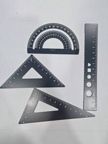 1 Set Metall-Zeichenwerkzeuge mit Aufbewahrungsbox, Schüler-Messlineal Multifunktions-Set, Schulanfang - mehrfarbig - Übersicht 5