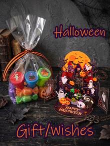 1pc Handmade Halloween Pop-Up Card, Party Invitation, Creative Folding Greeting Card, Includes Note Card&Envelope, No Assembly, Halloween Decorations, Suitable For Friend, Family, Halloween/Birthday Celebration Wishes/Gift, Commemorative Gift Card - Multicolor - View 8
