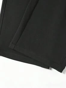 Men's Casual Sweatpants Solid Color Commute Versatile Straight Leg Long Pants - Black - View 6