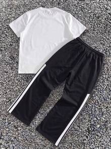 SU ER Men's Summer Crew Neck Casual T-Shirt And Casual Long Pants Set - White - View 5