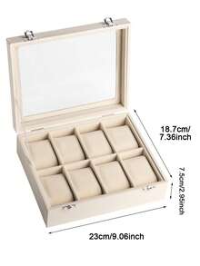 Velvet 8-Slot Watch Storage Box With Transparent Glass Lid, Luxury Watch Storage & Display Case, Watch Organizer, Jewelry & Watch Display Box - With Glass Lid - View 10