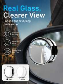 2pcs/4pcs Car Blind Spot Mirror, High-Definition Real Glass Rearview Mirror, Waterproof Wear-Resistant Adjustable Angle Mirror Sticker, Suitable For Most Car Side Mirrors, Reverse Observation, Lane Change Assistance And Daily Driving Field Of View Supplement - A - View 5