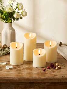3pcs Set Flickering Flameless Candles With Timer Remote Control, Battery Operated, Suitable For Christmas, Halloween, Valentine's Day, Mother's Day, Dining Table, Wedding, Party, Gift, Holiday Atmosphere Decoration Light - Warm Light - View 7