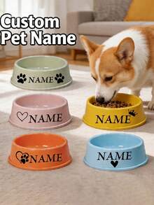 Customizable Pet Name Plastic Pet Bowl, Suitable For Dogs And Cats, Easy To Clean, Ideal Pet Memorial Gift - Multicolor - View 7