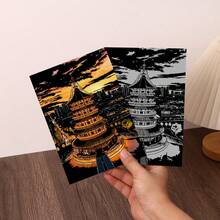 8Pcs Sparkling Metropolis Scratch Art Papers, Scratch Off And Make Your Own Unique Night City View - Black Magic Paper DIY Craft, Stress Relief, Perfect Gift For Birthdays, Thanksgiving & Christmas, Random Style - 8-piece Scratch Paper Art Kit - View 8
