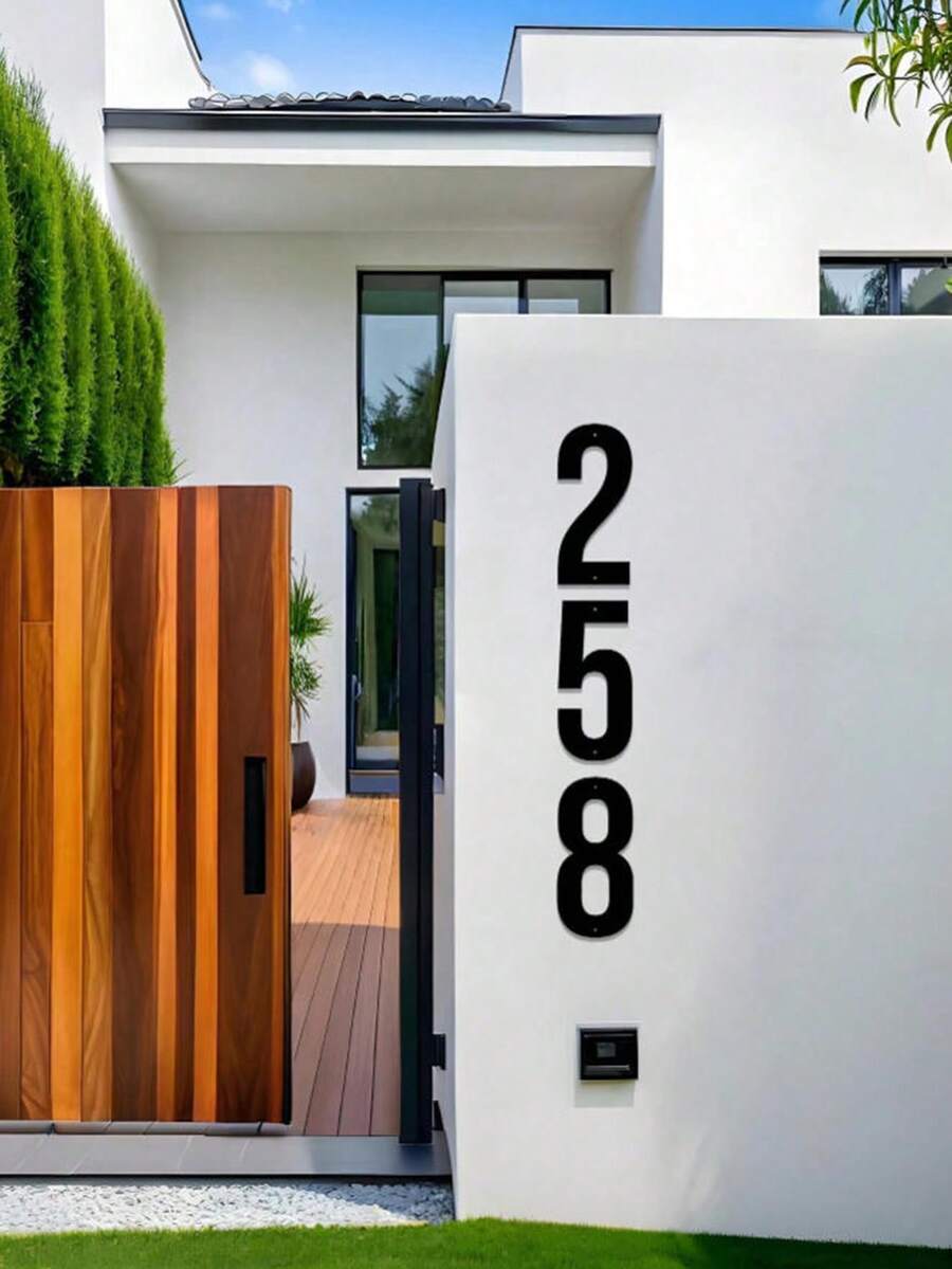 1 Piece 0-9 Number Metal House Number Plate - Metal House Number Plate, Suitable For House Numbers, Outdoor Mailbox Numbers, Home Decoration, Garden Decoration, Gates, Garage Doors, Includes Numbers 0 To 9, Can Be Freely Combined - Number - View 1