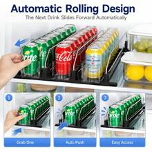 Dispenser de Latas de Bebidas para Geladeira, Organizador Automático de Bebidas com Rolagem para Geladeira, Suporte de Armazenamento de Latas de Refrigerante com Divisórias Ajustáveis, Suporte de Organização de Cozinha para Cerveja, Cola, Bebidas e Garrafas - Multicolorido - Visão 3