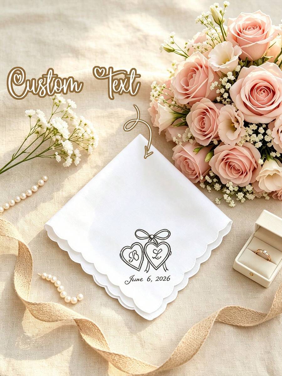 Custom-Designed Letter-Patterned Wedding Handkerchiefs Are The Perfect Wedding Day Gift For A Bride'S Tearful Celebration.Suitable For Wedding Parties - Multicolor - View 1