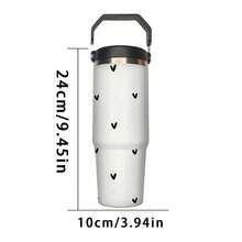 1pc 30oz Heart-Shaped Polka Dot Pattern Handheld Insulated Cup, Minimalist Creative Cartoon Stainless Steel Coffee Mug, Portable Travel Cup. Suitable For Office And Home, Perfect For Cold And Hot Beverages. Can Be Given - Multicolor - View 9