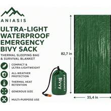 1pc/2pcs Waterproof Warm Emergency Sleeping Bag, Portable Lightweight Survival Bag, Windproof & Moisture-Proof Outdoor Camping Hiking Rescue Blanket, Green & Orange - Multicolor - View 8