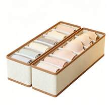 OrdoVault 6-Grid Multi-Piece Bra Storage Box, Belt Storage Basket, Closet Organizer, Foldable, Stackable, Space-Saving, Suitable For Home, Wardrobe, Sorting And Organizing Organizer - Beige, Halloween, Christmas Gift - View 13