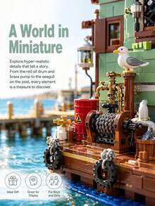 18+ Adult Exclusive Luxury Beach Hotel/Pier Adult Building Blocks, Puzzle Theme Modular Architecture Miniature Toy, Stress Relief Relaxation Game, Suitable For Birthday Scene Decoration And Atmosphere Arrangement - Multicolor - View 4