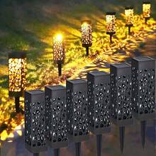 1个太阳能路径灯，镂空图案投影，可充电电池供电，户外应急灯，太阳能板，庭院装饰照明，适用于开斋节、圣诞节、万圣节、返校季、母亲节、情人节、音乐节派对，适用于街道、庭院、花园、小径、住宅区、游泳池、露营照明。 - 黑色 - 查看 14