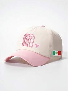 1pc Men's M Letter Mexican Flag Embroidered Baseball Cap, Street Fashion Casual Hat For Spring/Autumn Travel, Beach Vacation - Multicolor - View 2